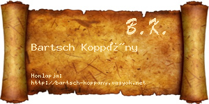 Bartsch Koppány névjegykártya
